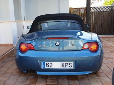 BMW Z4 has brand new Spanish Plates fitted at our customer's holiday home BMW Z4 with new Spanish reg plates